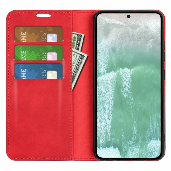 Oppo Reno 11F Hoesje - Luxe Wallet Bookcase (Magnetische Sluiting) - Rood