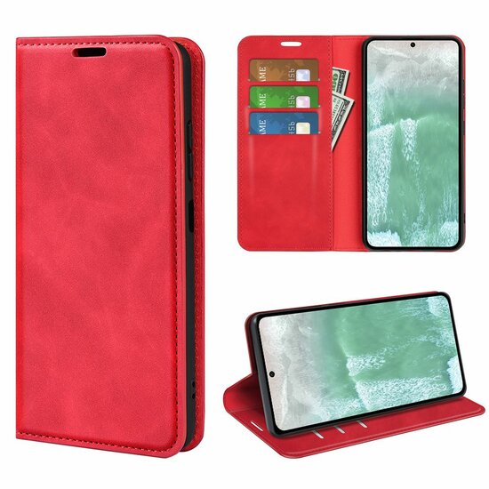 Oppo Reno 11F Hoesje - Luxe Wallet Bookcase (Magnetische Sluiting) - Rood