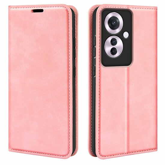 Oppo Reno 11F Hoesje - Luxe Wallet Bookcase (Magnetische Sluiting) - Roze