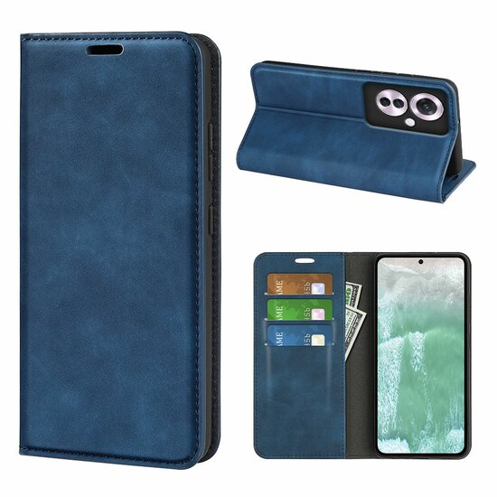 Oppo Reno 11F Hoesje - Luxe Wallet Bookcase (Magnetische Sluiting) - Blauw