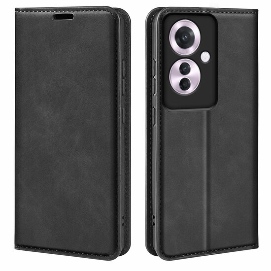 Oppo Reno 11F Hoesje - Luxe Wallet Bookcase (Magnetische Sluiting) - Zwart