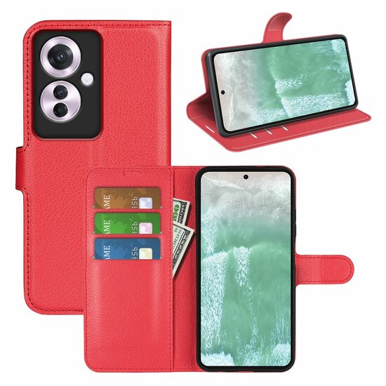 Oppo Reno 11F Hoesje - MobyDefend Kunstleren Wallet Book Case (Sluiting Voorkant) - Rood