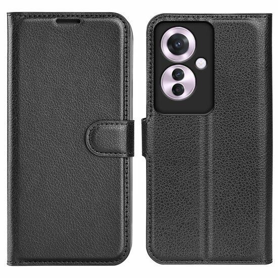 Oppo Reno 11F Hoesje - MobyDefend Kunstleren Wallet Book Case (Sluiting Voorkant) - Zwart