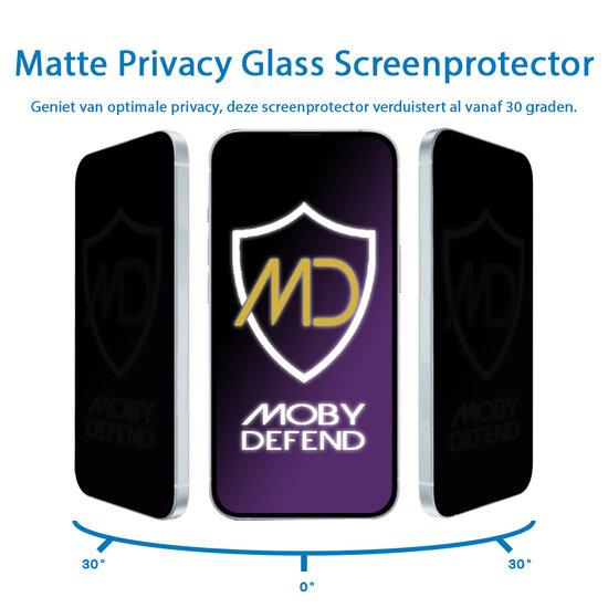 MobyDefend OnePlus Nord CE 4 Screenprotector - Matte Privacy Glass Screensaver