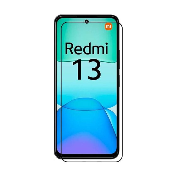 Xiaomi Redmi 13 4G Screenprotector - MobyDefend Screensaver Met Zwarte Randen - Gehard Glas