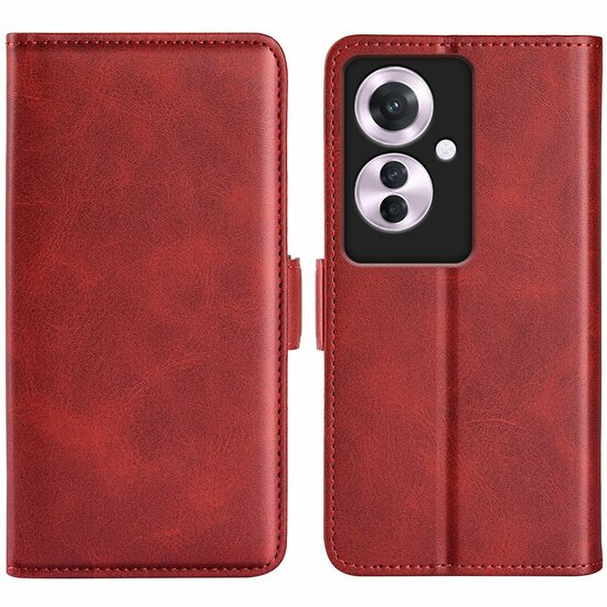 Oppo Reno 11F Hoesje - MobyDefend Luxe Wallet Book Case (Sluiting Zijkant) - Rood