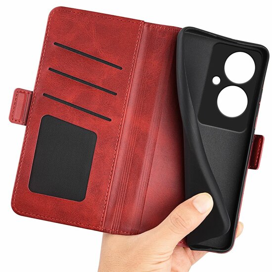 Oppo Reno 11F Hoesje - MobyDefend Luxe Wallet Book Case (Sluiting Zijkant) - Rood