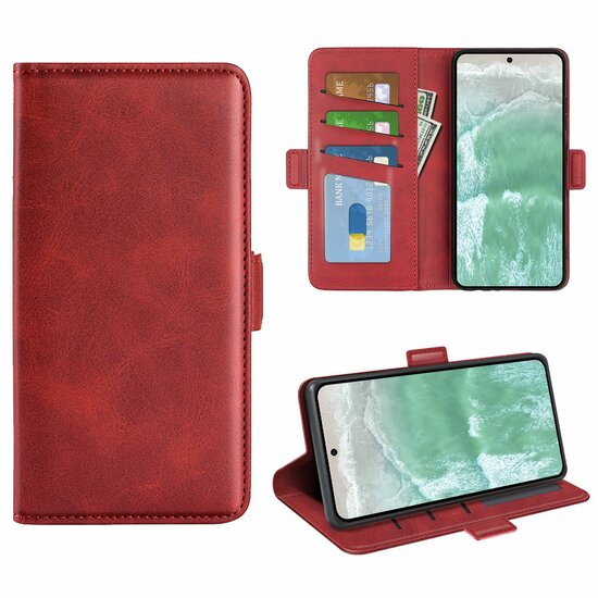 Oppo Reno 11F Hoesje - MobyDefend Luxe Wallet Book Case (Sluiting Zijkant) - Rood