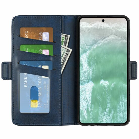 Oppo Reno 11F Hoesje - MobyDefend Luxe Wallet Book Case (Sluiting Zijkant) - Blauw