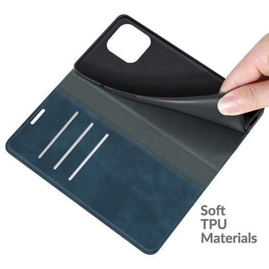 iPhone 13 Pro Hoesje - Luxe Wallet Bookcase (Magnetische Sluiting) - Blauw