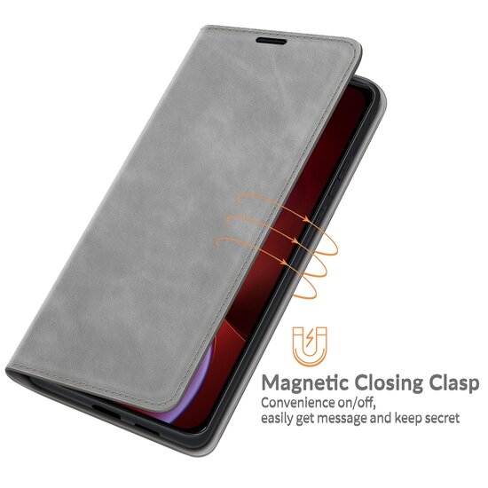 iPhone 13 Pro Hoesje - Luxe Wallet Bookcase (Magnetische Sluiting) - Grijs