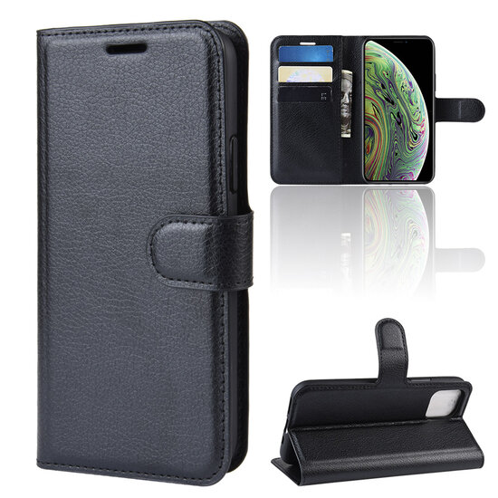 iPhone 11 Pro Hoesje - MobyDefend Kunstleren Wallet Book Case (Sluiting Voorkant) - Zwart