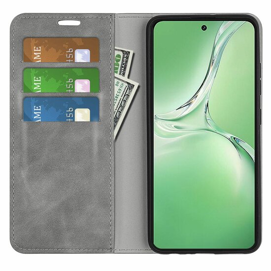 OnePlus Nord CE 4 Hoesje - Luxe Wallet Bookcase (Magnetische Sluiting) - Grijs