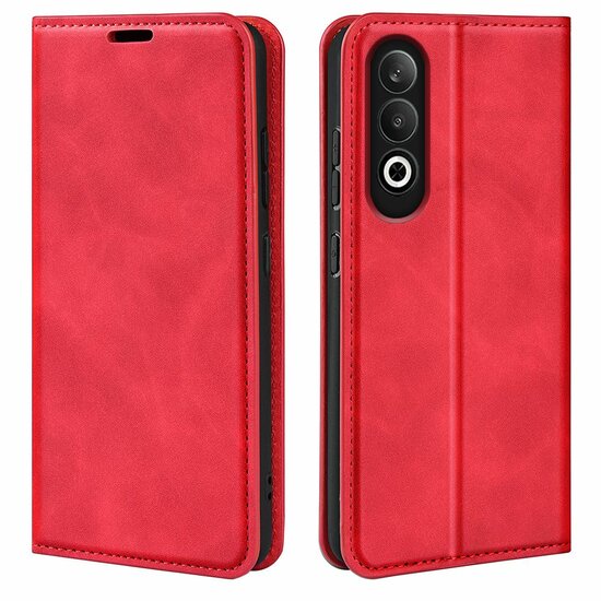 OnePlus Nord CE 4 Hoesje - Luxe Wallet Bookcase (Magnetische Sluiting) - Rood