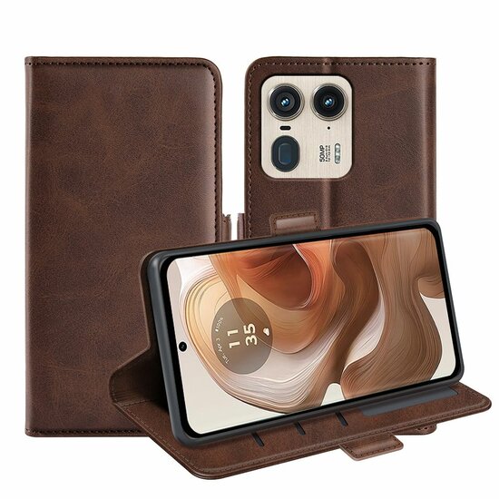 Motorola Edge 50 Ultra Hoesje - MobyDefend Luxe Wallet Book Case (Sluiting Zijkant) - Bruin