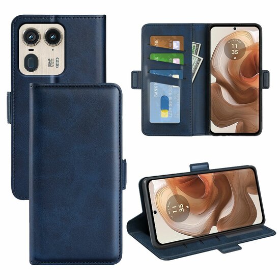 Motorola Edge 50 Ultra Hoesje - MobyDefend Luxe Wallet Book Case (Sluiting Zijkant) - Blauw