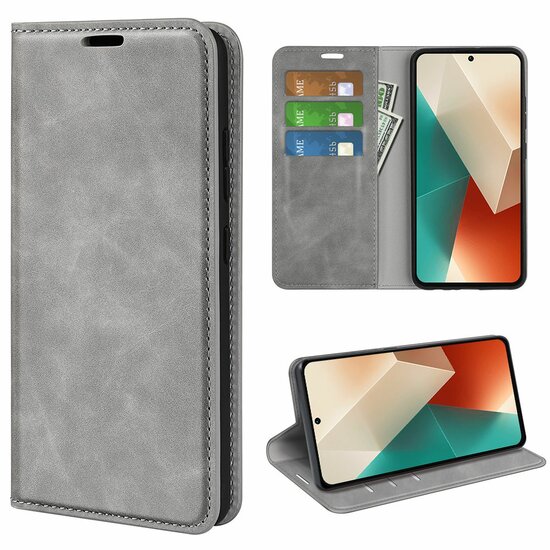 Motorola Edge 50 Fusion Hoesje - Luxe Wallet Bookcase (Magnetische Sluiting) - Grijs