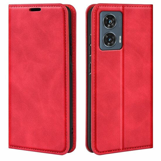 Motorola Edge 50 Fusion Hoesje - Luxe Wallet Bookcase (Magnetische Sluiting) - Rood