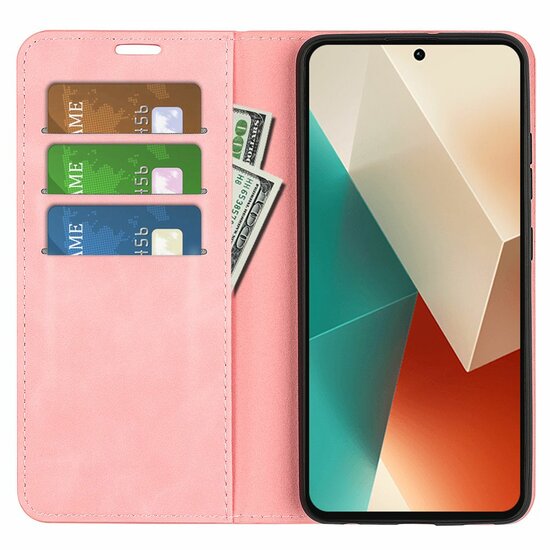 Motorola Edge 50 Fusion Hoesje - Luxe Wallet Bookcase (Magnetische Sluiting) - Roze