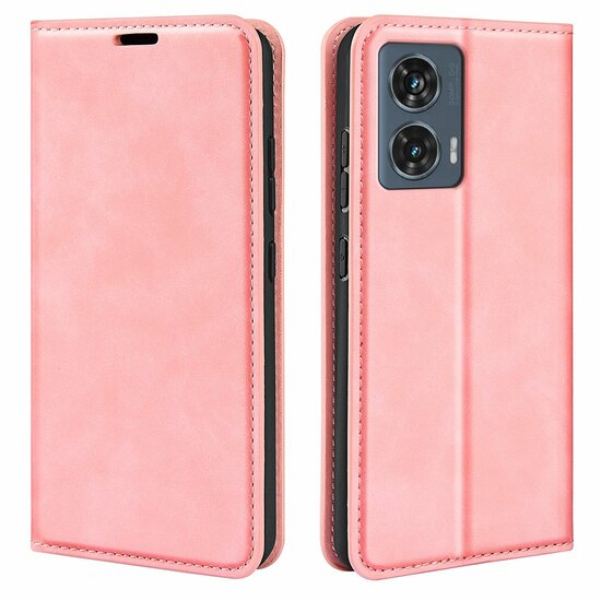 Motorola Edge 50 Fusion Hoesje - Luxe Wallet Bookcase (Magnetische Sluiting) - Roze