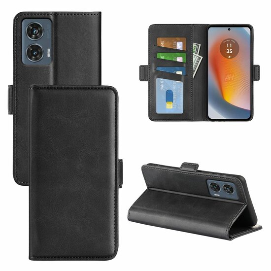 Motorola Edge 50 Fusion Hoesje - MobyDefend Luxe Wallet Book Case (Sluiting Zijkant) - Zwart