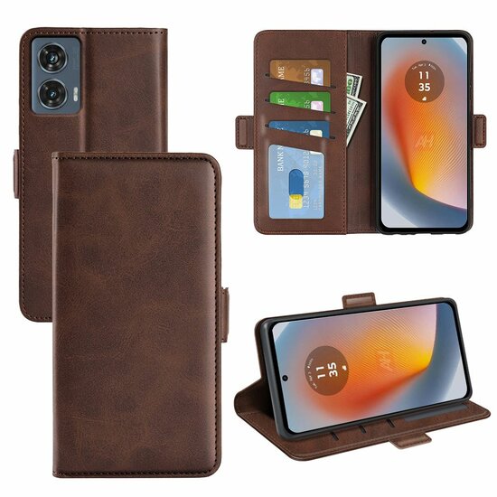 Motorola Edge 50 Fusion Hoesje - MobyDefend Luxe Wallet Book Case (Sluiting Zijkant) - Bruin