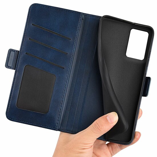 Motorola Edge 50 Fusion Hoesje - MobyDefend Luxe Wallet Book Case (Sluiting Zijkant) - Blauw