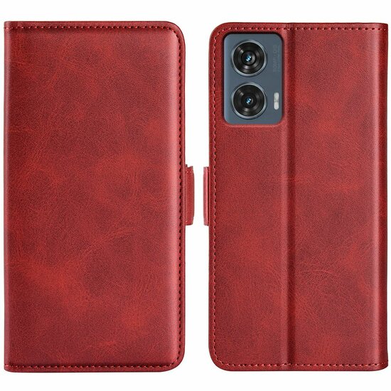 Motorola Edge 50 Fusion Hoesje - MobyDefend Luxe Wallet Book Case (Sluiting Zijkant) - Rood