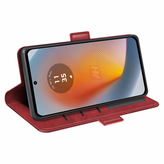 Motorola Edge 50 Fusion Hoesje - MobyDefend Luxe Wallet Book Case (Sluiting Zijkant) - Rood