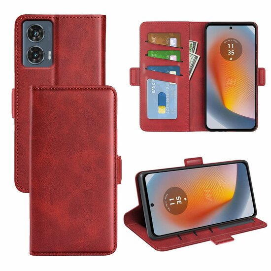 Motorola Edge 50 Fusion Hoesje - MobyDefend Luxe Wallet Book Case (Sluiting Zijkant) - Rood