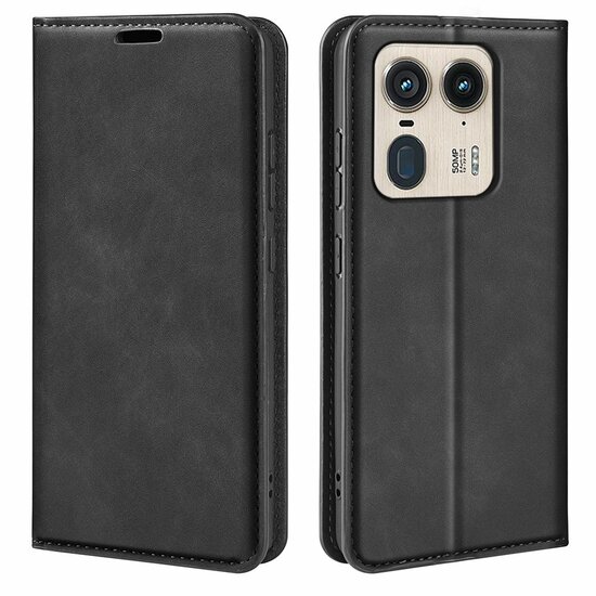 Motorola Edge 50 Ultra Hoesje - Luxe Wallet Bookcase (Magnetische Sluiting) - Zwart