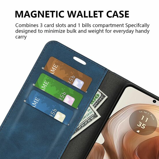 Motorola Edge 50 Ultra Hoesje - Luxe Wallet Bookcase (Magnetische Sluiting) - Blauw