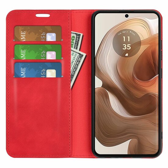 Motorola Edge 50 Ultra Hoesje - Luxe Wallet Bookcase (Magnetische Sluiting) - Rood