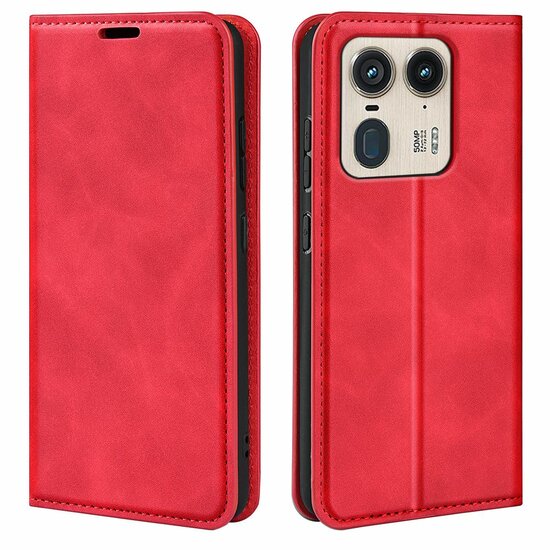 Motorola Edge 50 Ultra Hoesje - Luxe Wallet Bookcase (Magnetische Sluiting) - Rood