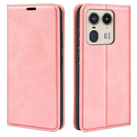 Motorola Edge 50 Ultra Hoesje - Luxe Wallet Bookcase (Magnetische Sluiting) - Roze