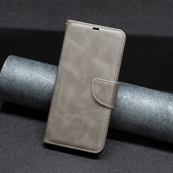 Xiaomi Redmi 13 4G Hoesje - MobyDefend Wallet Book Case Met Koord - Grijs