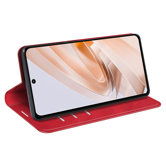 Xiaomi Redmi 13 4G Hoesje - Luxe Wallet Bookcase (Magnetische Sluiting) - Rood