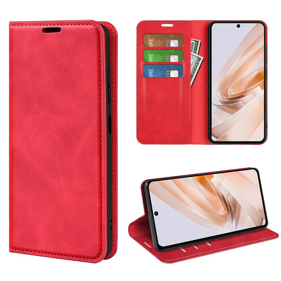 Xiaomi Redmi 13 4G Hoesje - Luxe Wallet Bookcase (Magnetische Sluiting) - Rood