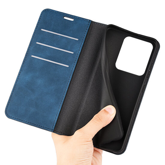 Xiaomi Redmi 13 4G Hoesje - Luxe Wallet Bookcase (Magnetische Sluiting) - Blauw