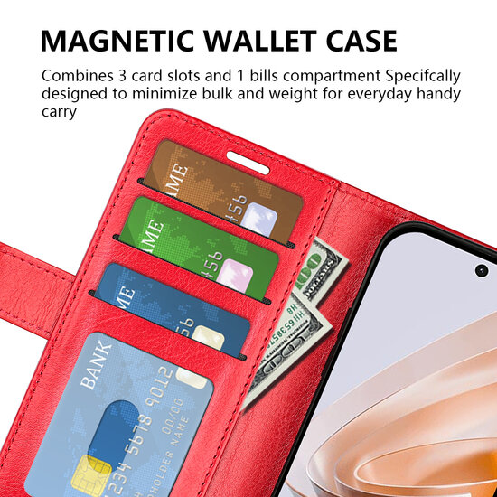 Xiaomi Redmi 13 4G Hoesje - MobyDefend Wallet Book Case (Sluiting Achterkant) - Rood