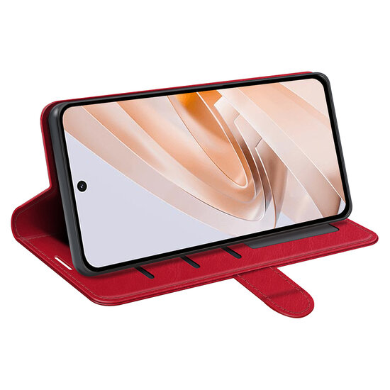 Xiaomi Redmi 13 4G Hoesje - MobyDefend Wallet Book Case (Sluiting Achterkant) - Rood