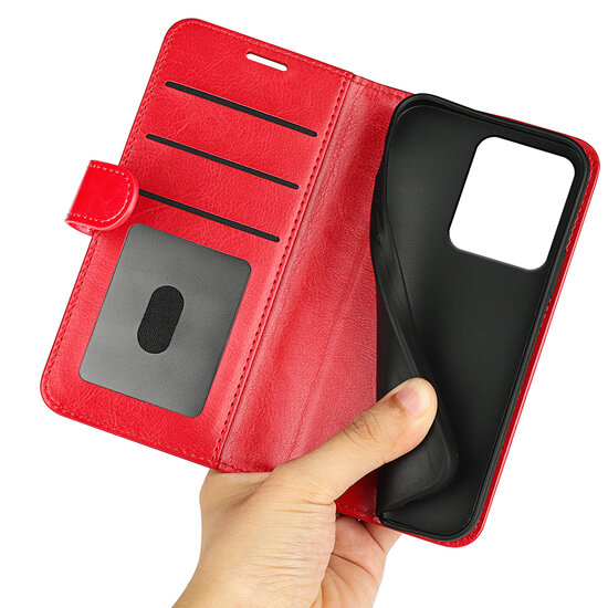 Xiaomi Redmi 13 4G Hoesje - MobyDefend Wallet Book Case (Sluiting Achterkant) - Rood