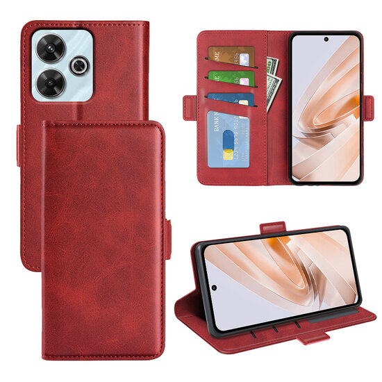 Xiaomi Redmi 13 4G Hoesje - MobyDefend Luxe Wallet Book Case (Sluiting Zijkant) - Rood