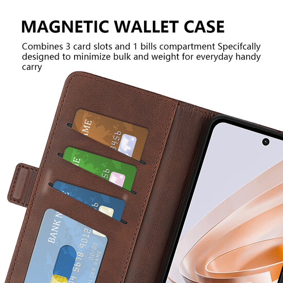 Xiaomi Redmi 13 4G Hoesje - MobyDefend Luxe Wallet Book Case (Sluiting Zijkant) - Lichtbruin