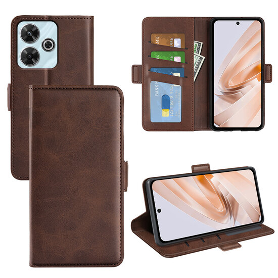 Xiaomi Redmi 13 4G Hoesje - MobyDefend Luxe Wallet Book Case (Sluiting Zijkant) - Bruin