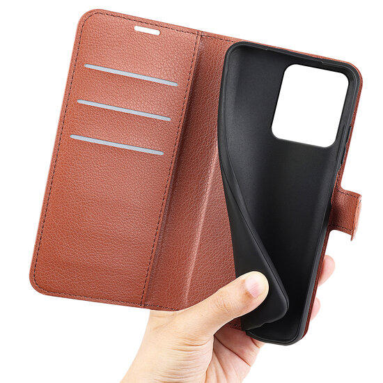 Xiaomi Redmi 13 4G Hoesje - MobyDefend Kunstleren Wallet Book Case (Sluiting Voorkant) - Bruin