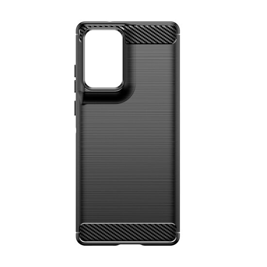 Motorola Edge 50 Fusion Hoesje - MobyDefend TPU Backcover - Geborstelde Metaal &amp; Carbon-Look - Zwart