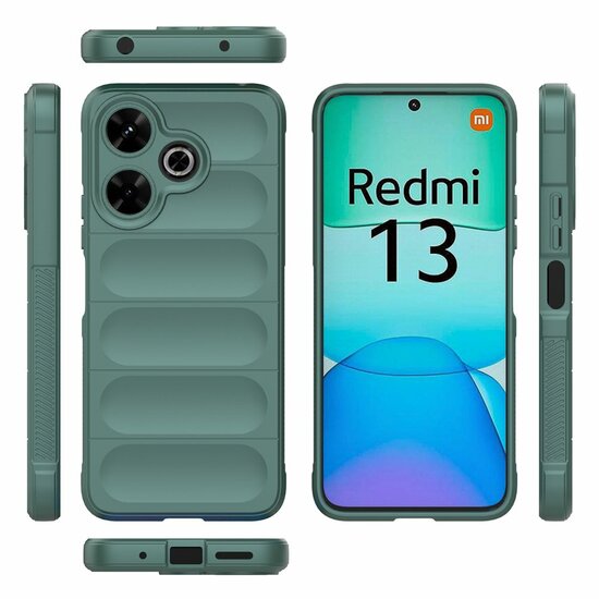 Xiaomi Redmi 13 4G Hoesje - MobyDefend TPU Gripcase - Groen