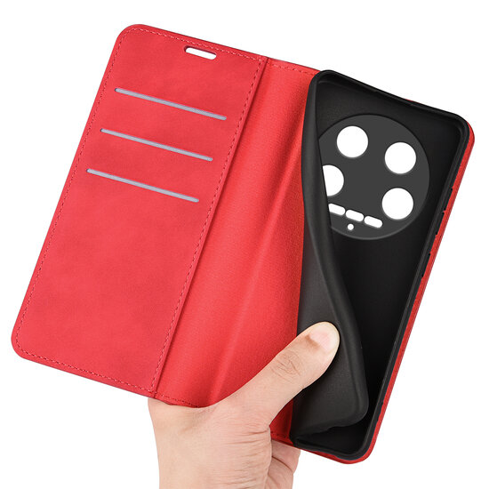 Xiaomi 14 Ultra Hoesje - Luxe Wallet Bookcase (Magnetische Sluiting) - Rood