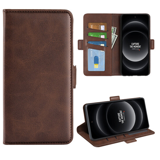 Xiaomi 14 Ultra Hoesje - MobyDefend Luxe Wallet Book Case (Sluiting Zijkant) - Bruin